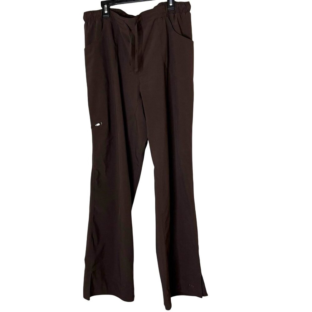 Champion Womens L Brown Athletic Travel Pants Elastic Waist Zip Pocket Stretch